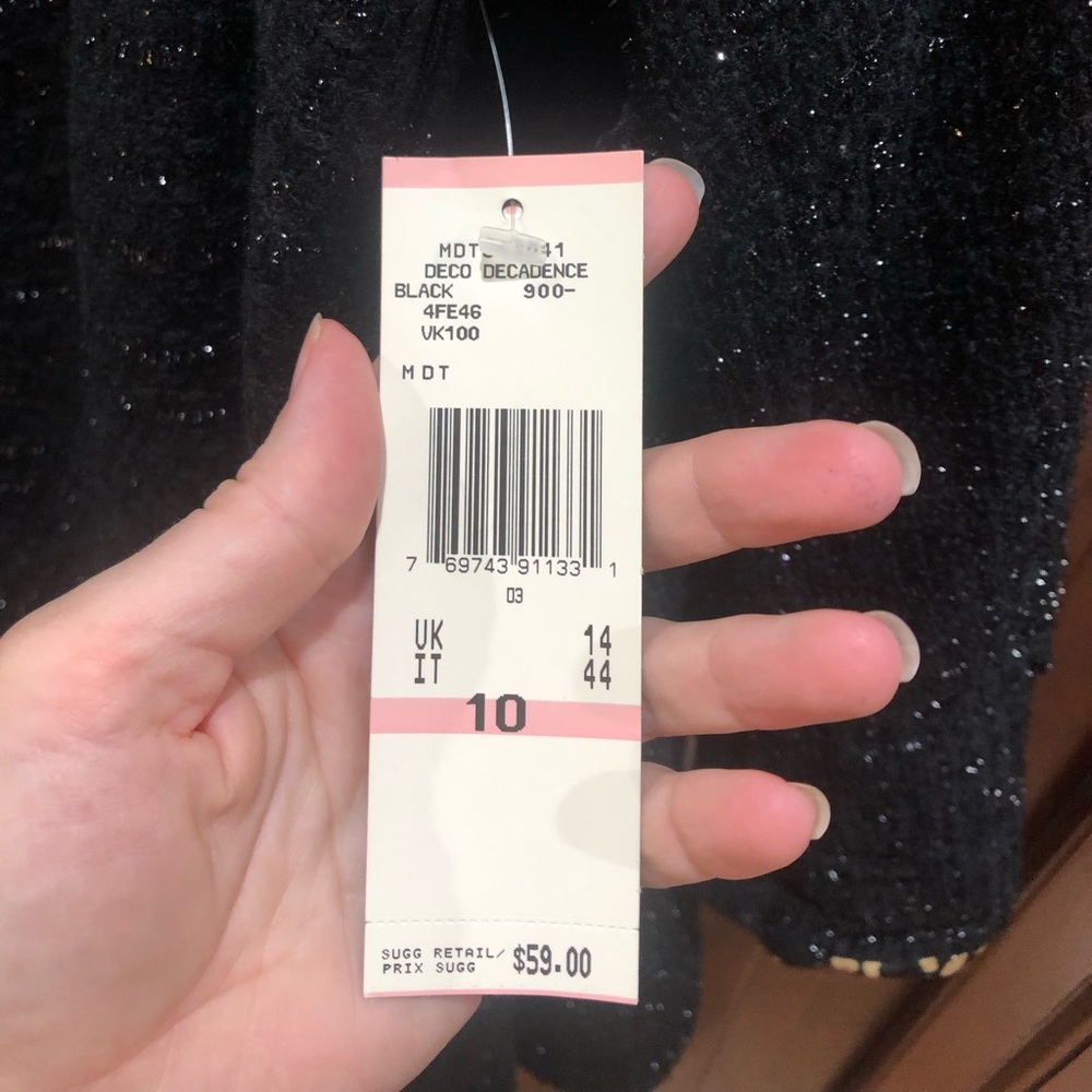 NWT Chico’s & Kasper Black Tweed Skirt Suit Sz M Gold Embellished Jacket Career - Picture 12 of 16